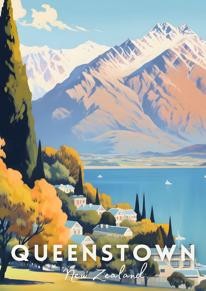Queenstown Landscape Canvas Print & Poster Wall Art - AI PRINT LAB